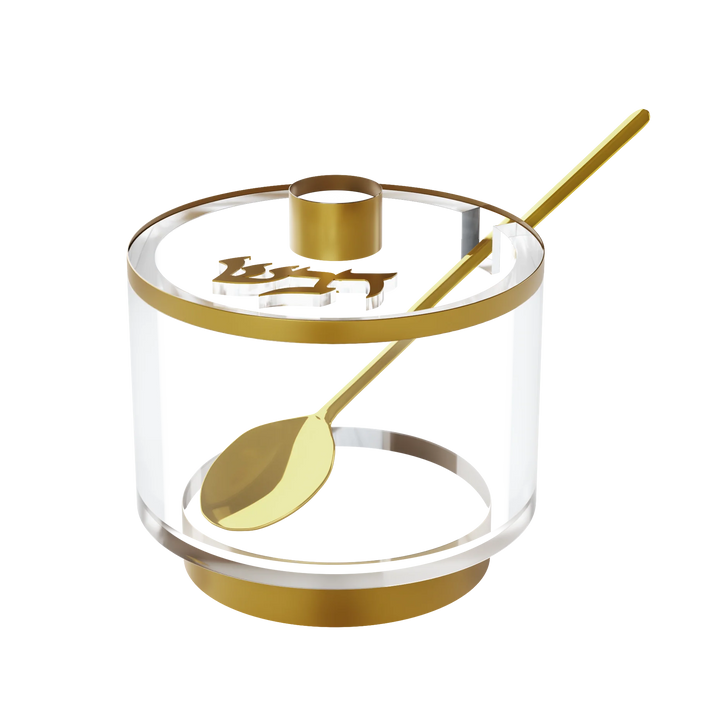 Honey Jar, Raised base - Gold