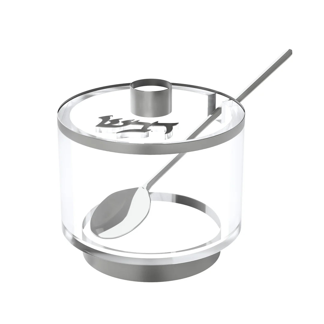 Honey Jar, Raised base- Silver