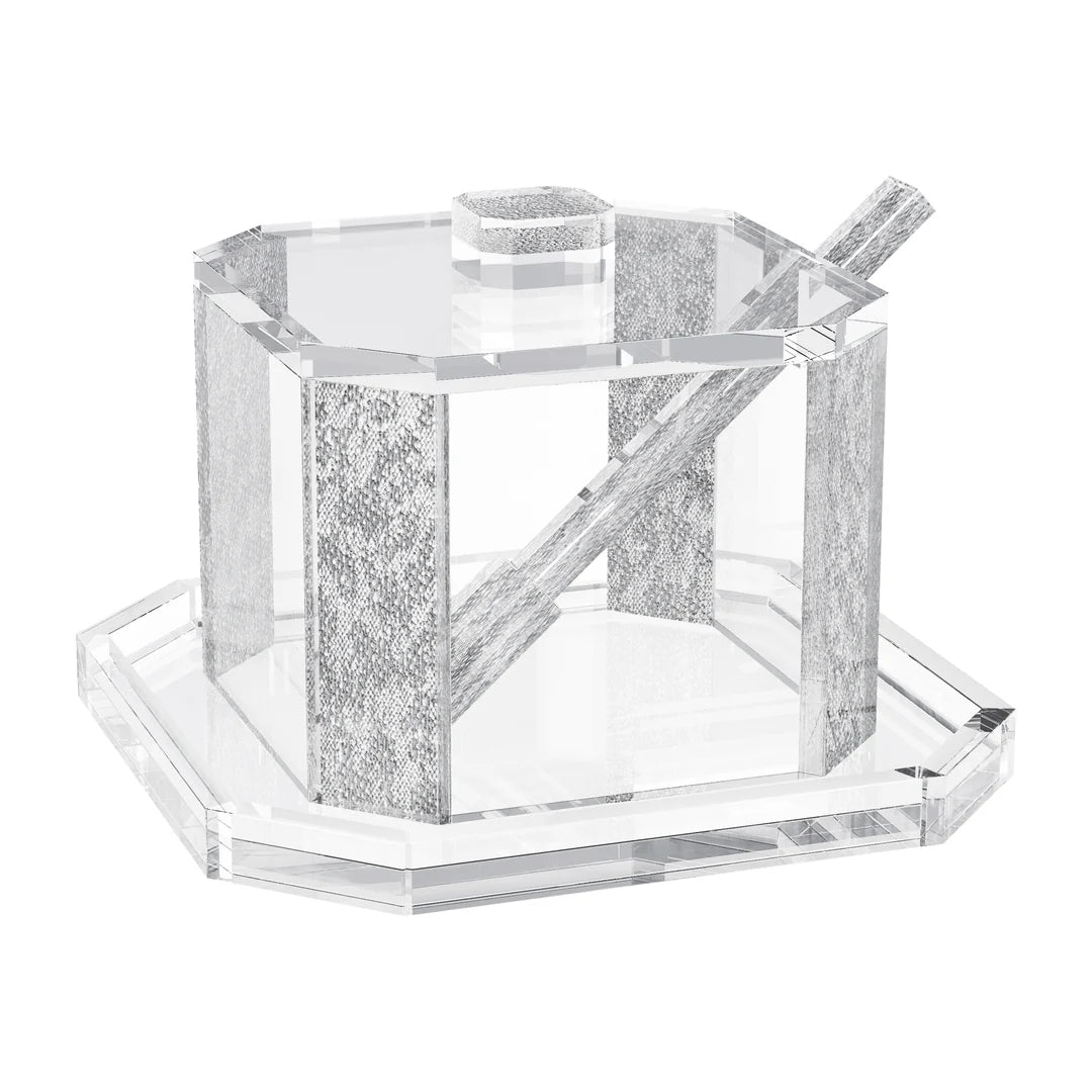 Honey Jar, Octagon - Silver glitter