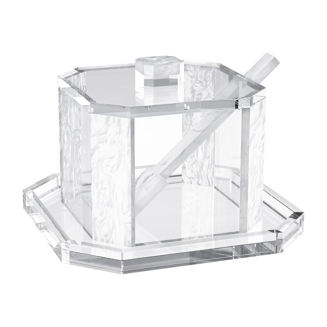 Honey Jar, Octagon - White pearl