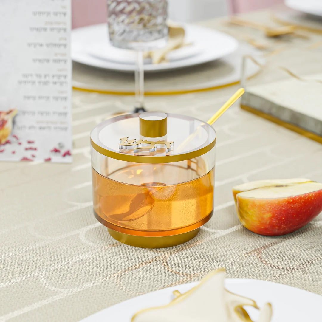 Honey Jar, Raised base - Gold