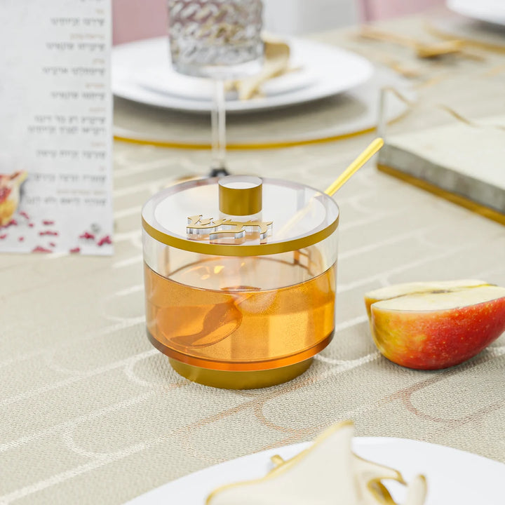 Honey Jar, Raised base - Gold